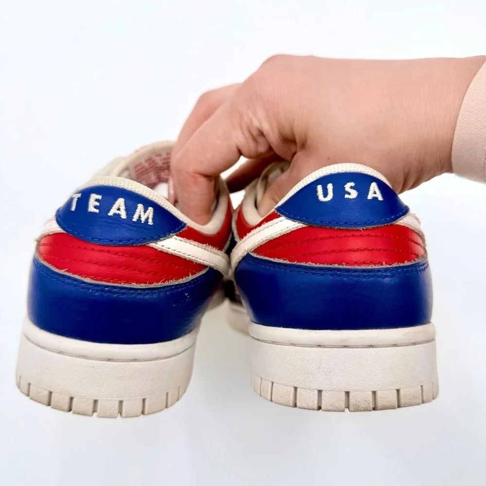 NIKE DUNK LOW BY YOU Team USA Olympic Red White Blue Sneakers